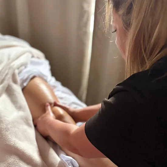 Melanie draining fluid with massage